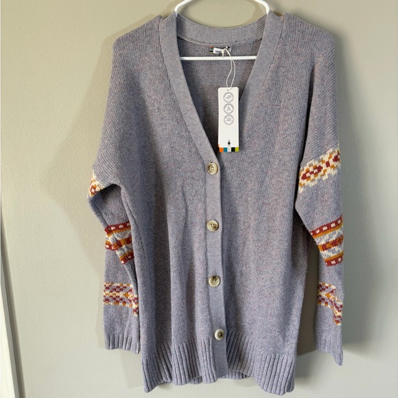 NWT Smartwool Cozy Lodge Merino Wool Boyfriend Cardigan Purple Small - Picture 4 of 7